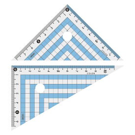 共栄プラスチック カラー三角定規 クリア/ブルー 1 セット CPK-120 文房具 オフィス 用品