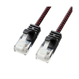 【5個セット】 サンワサプライ つめ折れ防止カテゴリ6A細径メッシュLANケーブル 5m ブラック＆レッド KB-T6AME-05BKRX5【送料無料】 (代引不可)