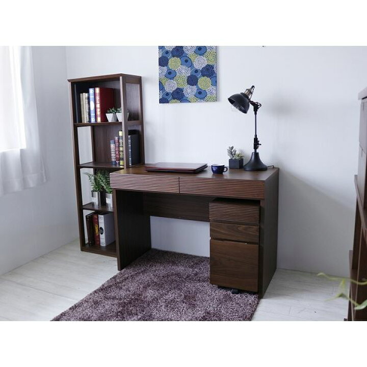 楽天市場】デスク（ウォルナット） 幅約105cm [完成品］【代引不可 