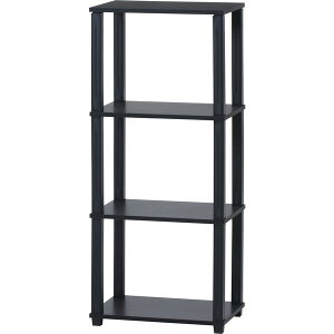 4段ラック BR×BK ブラウン×ブラック 組立品【代引不可】