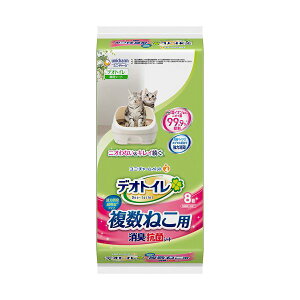 (まとめ) ユニ・チャーム デオトイレ 複数ねこ用消臭・抗菌シート 1パック(8枚) 【×3セット】 (代引不可)
