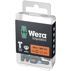 WERA ���F�� 10�� ����6.35mm Hex-Plus �w�b�N�X�v���X �_�C�������h�R�[�e�B���O�h���C�o�[�r�b�g �n��T�C�Y4 �S��25mm 057604