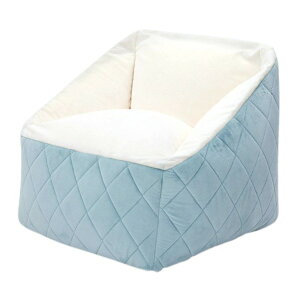 ビーズソファ ブルー 肘付き 日本製 ダイヤキルト仕様 リビング 1人掛けソファー【代引不可】