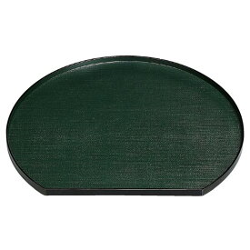 尺3 布目半月盆/トレー 【グリーン塗 木】 393mm×348mm×16mm 日本製 木製 〔和食 レストラン 居酒屋 店舗 お店〕 (代引不可)