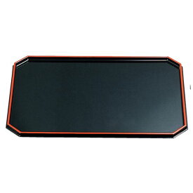 尺2 隅切長手盆/トレー 【黒天朱SL】 360mm×270mm×15mm 日本製 〔和食 レストラン 店舗 お店〕 (代引不可)