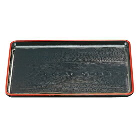 尺4 新木目会席盆/トレー 【黒天朱SL】 425mm×305mm×20mm 日本製 〔和食 レストラン 居酒屋 店舗 お店〕 (代引不可)