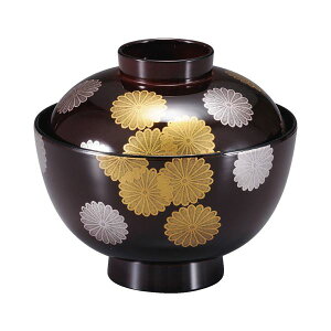 和 越前椀/お椀 【溜菊詰め TA】 直径111mm×高さ100(69)mm 日本製 食洗機対応 〔和食 レストラン 店舗 お店〕 (代引不可)