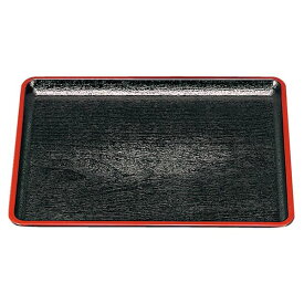尺6 桐木目会席盆/トレー 【黒天朱】 500mm×396mm×18mm 日本製 〔和食 レストラン 居酒屋 店舗 お店〕 (代引不可)