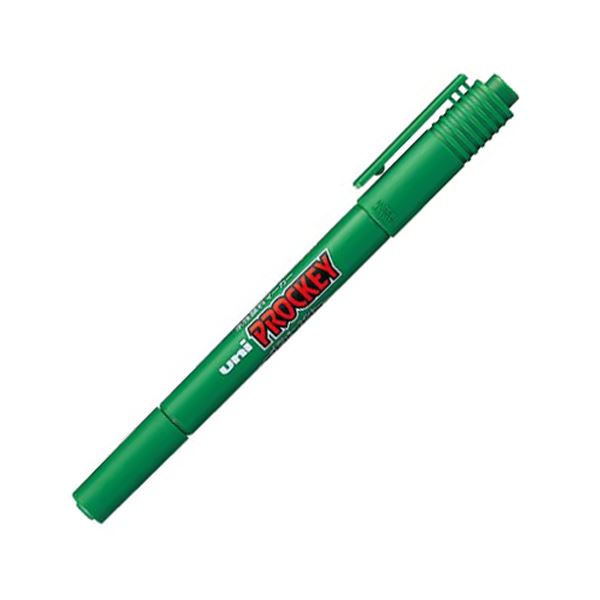(まとめ) 三菱鉛筆 水性マーカー プロッキー 細字丸芯+極細 緑 PM120T.6 1本 【×100セット】 (代引不可)