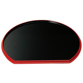 尺3 半月両面盆/トレー 【黒渕朱/朱天黒】 397×344×18mm 日本製 〔和食 レストラン 居酒屋 店舗 お店〕 (代引不可)