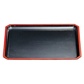 尺3 隅切木目盆/トレー 【黒天朱SL】 392×306×20mm 日本製 〔和食 レストラン 居酒屋 店舗 お店〕 (代引不可)