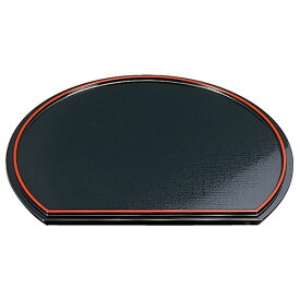尺3 半月布目両面盆/トレー 【黒/朱】 398×344×19mm 日本製 〔和食 レストラン 居酒屋 店舗 お店〕 (代引不可)