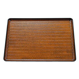 尺2 竹アジロ長手盆/トレー 【栃塗SL】 362mm×285mm×20mm 日本製 〔和食 レストラン 居酒屋 店舗 お店〕 (代引不可)