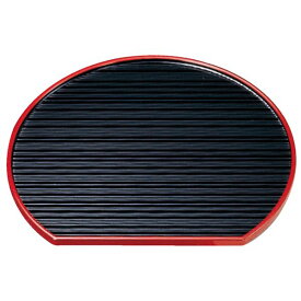 尺2 乱引半月盆/トレー 【黒渕天朱】 360mm×319mm×11mm 日本製 〔和食 レストラン 居酒屋 店舗 お店〕 (代引不可)