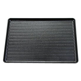 尺5 竹アジロ長手盆/トレー 【オール黒SL】 458mm×360mm×21mm 日本製 〔和食 レストラン 居酒屋 店舗 お店〕 (代引不可)