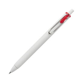 （まとめ）三菱鉛筆 ゲルインクボールペン ユニボール ワン 0.5mm 赤 （軸色：オフホワイト） UMNS05.15 1セット（10本） 【×5セット】 (代引不可)