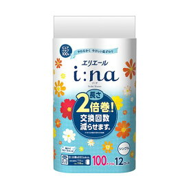 （まとめ）大王製紙 エリエールi：na（イーナ）トイレットティシュー シングル 芯あり 100m 1パック（12ロール）【×5セット】 (代引不可)