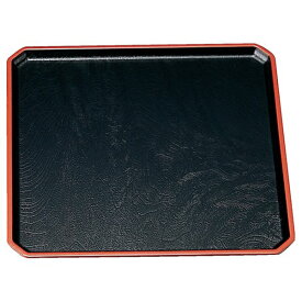 尺2 角隅切木目盆/トレー 【黒天朱SL】 376×376×17mm 日本製 〔和食 レストラン 居酒屋 店舗 お店〕 (代引不可)