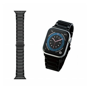 �G���R�� ELECOM Apple Watch �A�b�v���E�H�b�` 44mm 42mm �o���h �v���~�A���X�e�����X 3�܂�v�b�V���� �u���b�N AW-44BDSS3BK(����s��)�y���������z