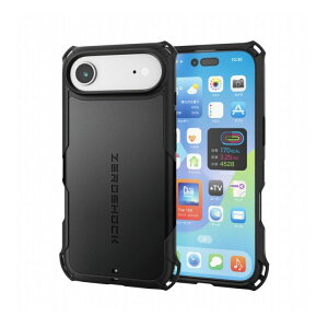 �G���R�� ELECOM iPhone Air �P�[�X �n�C�u���b�h �Ռ��z�� MAGKEEP ���͋z�����C�����X�[�d�Ή� �X�g���b�v�z�[���t �t�B�����t ZEROSHOCK �u���b�N PM-A25BZEROMGBK(����s��)�y���������z