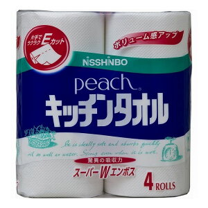 【単品14個セット】 大王製紙 ピーチキッチンタオル 4R(代引不可)【送料無料】