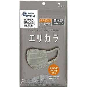 【単品4個セット】ハイパーブロックマスク エリカラ グレー7枚 ふつうサイズ 大王製紙