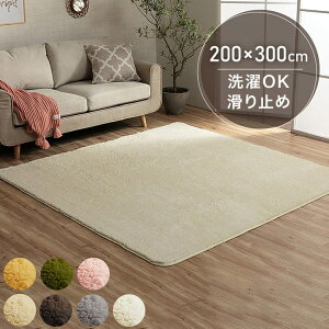 ラグ カーペット ふわふわ 洗える 長方形 200×300cm 4畳 滑りにくい 無地 コンパクト オールシーズン 床暖房 ホットカーペット対応 おしゃれ かわいい フィリップ2(代引不可)【ポイント10倍】【