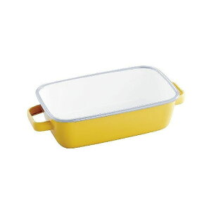 365methods ホーローオーブンディッシュ レクタングル イエロー×ライトグレー 直火 オーブン対応 フタ付き 保存容器 ホーロー 琺瑯 調理用 バット グラタン皿 スタッキング