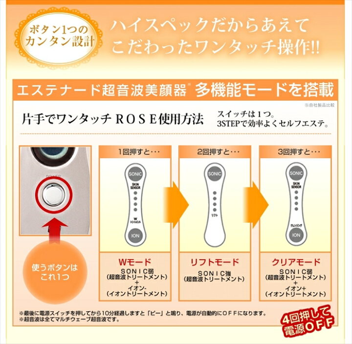 楽天市場】超音波美顔器 エステナードソニック ROSE 簡単操作 