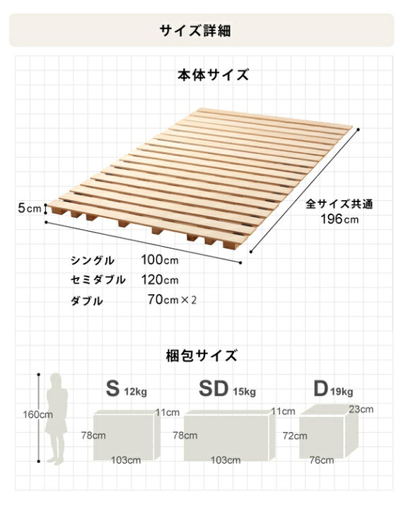 楽天市場】桐すのこ ロールタイプ 【シングル】 高さ5cm 通気性が良い 