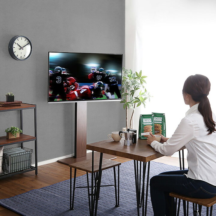 楽天市場】壁寄せ テレビスタンド 〔 棚付き ロータイプ ブラウン 