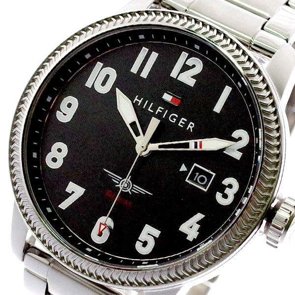 1791312 メンズ 腕時計 HILFIGER TOMMY トミーヒルフィガー クォーツ ブラック【送料無料】 シルバー ブラック メンズ腕時計