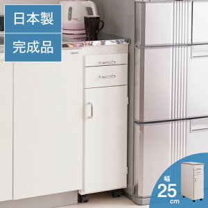 日本製 完成品 ステンレスキッチンワゴン 幅25cm 扉タイプ キッチン収納 隙間収納 国産 キャスター付き スライドテーブル付き 隙間収納 すき間収納 キッチン 収納 キッチン収納 マルチワゴン