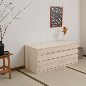 日本製 国産 完成品 桐箪笥3段 白木 収納 桐収納 桐 引出し付き 押入れ収納 タンス たんす 箪笥 シンプル 和風 衣類収納(代引不可)【送料無料】