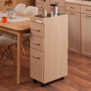 Sinker キッチンワゴン 幅25 ナチュラル ステンレス キッチン 収納 スリム すきま収納 隙間収納 キッチンカウンター サイドワゴン キャスター付き コンセント 調理台 作業台 ストッカー(代引不