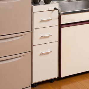 Sinker キッチンワゴン 幅30 ホワイト 木目 ステンレス キッチン 収納 スリム すきま収納 隙間収納 キッチンカウンター サイドワゴン キャスター付き コンセント 調理台 作業台 ストッカー(代