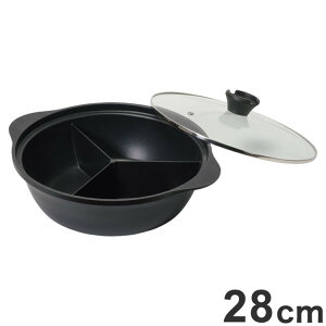 パール金属 韓味家 ふっ素加工IH対応ガラス蓋付IH対応三食鍋28cm HC-87【送料無料】