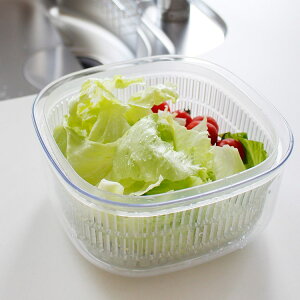 オカ プリス ベジマジ あらう レギュラー ホワイト野菜 水切り 保存 ざる フタ付き ボウル サラダ 果物(代引不可)【送料無料】