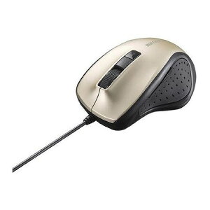BUFFALO 有線 BlueLED 静音 5ボタンマウス ゴールド BSMBU300GD(代引不可)
