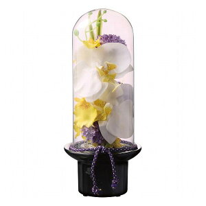 PRIMA プリマ ガラスドームの供花 胡蝶蘭(造花) PRSYー0132 室内装飾品 花・グリ-ン ア-トアレンジ花(代引不可)【ポイント10倍】【送料無料】