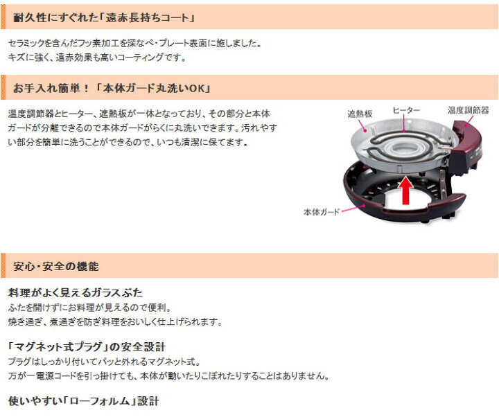 楽天市場】TIGER タイガー グリル鍋 CQD-A120-TB ボルドーブラウン 