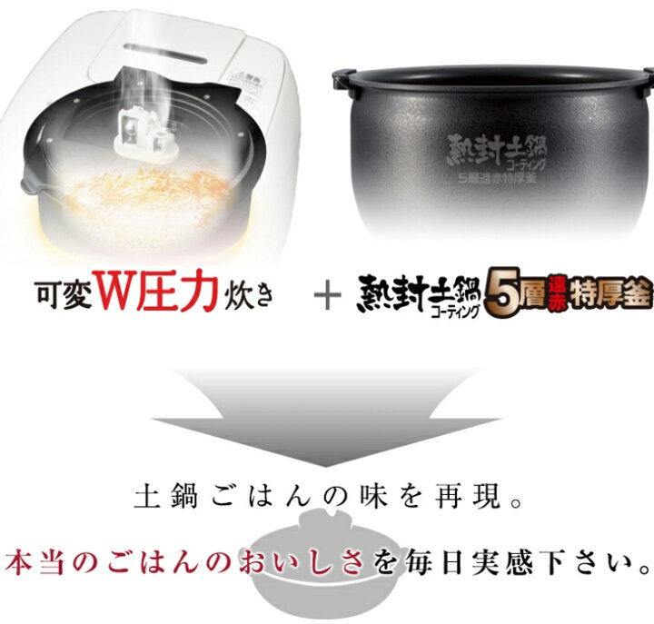 楽天市場】タイガー魔法瓶 圧力IH炊飯器 (5.5合) JPB-W100-W ホワイト  