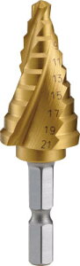 TRUSCO 六角軸ステップドリル 3枚刃チタンコーティング 5〜21mm【3S-NMS-21G】(穴あけ工具・ステップドリル)【送料無料】