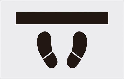 ＩＭ ステンシル とまれ（靴イラスト） プレートサイズ385×600ｍｍ【AST-15】(塗装・内装用品・マーキングプレート)【送料無料】のサムネイル