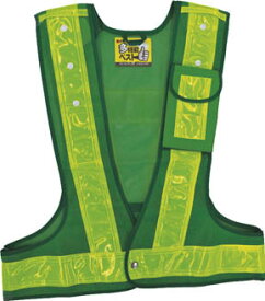 緑十字 多機能安全ベスト（ポリス型） 緑／黄反射 フリーサイズ ポケット3箇所付【238086】(保護具・安全ベスト)