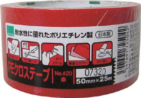 オカモト NO420 PEクロステープ包装用 赤 50ミリ【420R】(テープ用品・梱包用テープ)