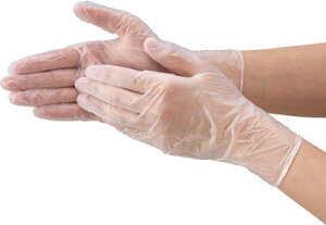 TRUSCO ビニ−ル手袋 粉付M(100入)【TVGP-100-M】(作業手袋・使い捨て手袋)