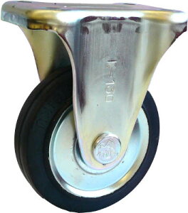 シシク スタンダードプレスキャスター ゴム車輪 固定 150径【WK-150】(キャスター・プレート式ゴム車)