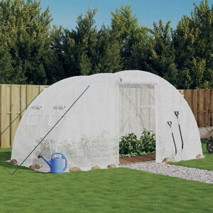 vidaXL ���� �X�`�[���t���[�� �z���C�g8m2 4x2x2 m�z�[��&�K�[�f�� ��&�K�[�f�� �K�[�f�j���O �O���[���n�E�X�E����(����s��)