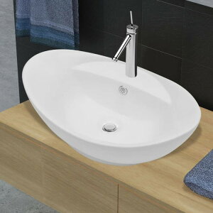 vidaXL ���O�W���A���[ �Z���~�b�N�� ���ʃ{�E�� �ȉ~�` �I�[�o�[�t���[ �֌����t�� �n�[�h�E�F�A �z�� �z�Ǌ�� �V���N ���ʊ�(����s��)